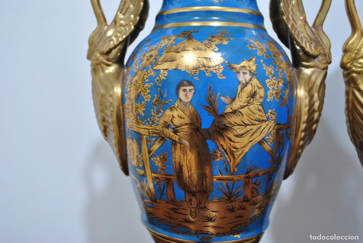 Antig&uuml;edades: JARRONES DE PORCELANA AZUL - Foto 4