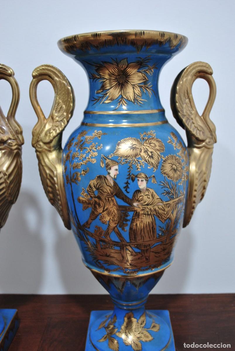 Antig&uuml;edades: JARRONES DE PORCELANA AZUL - Foto 6