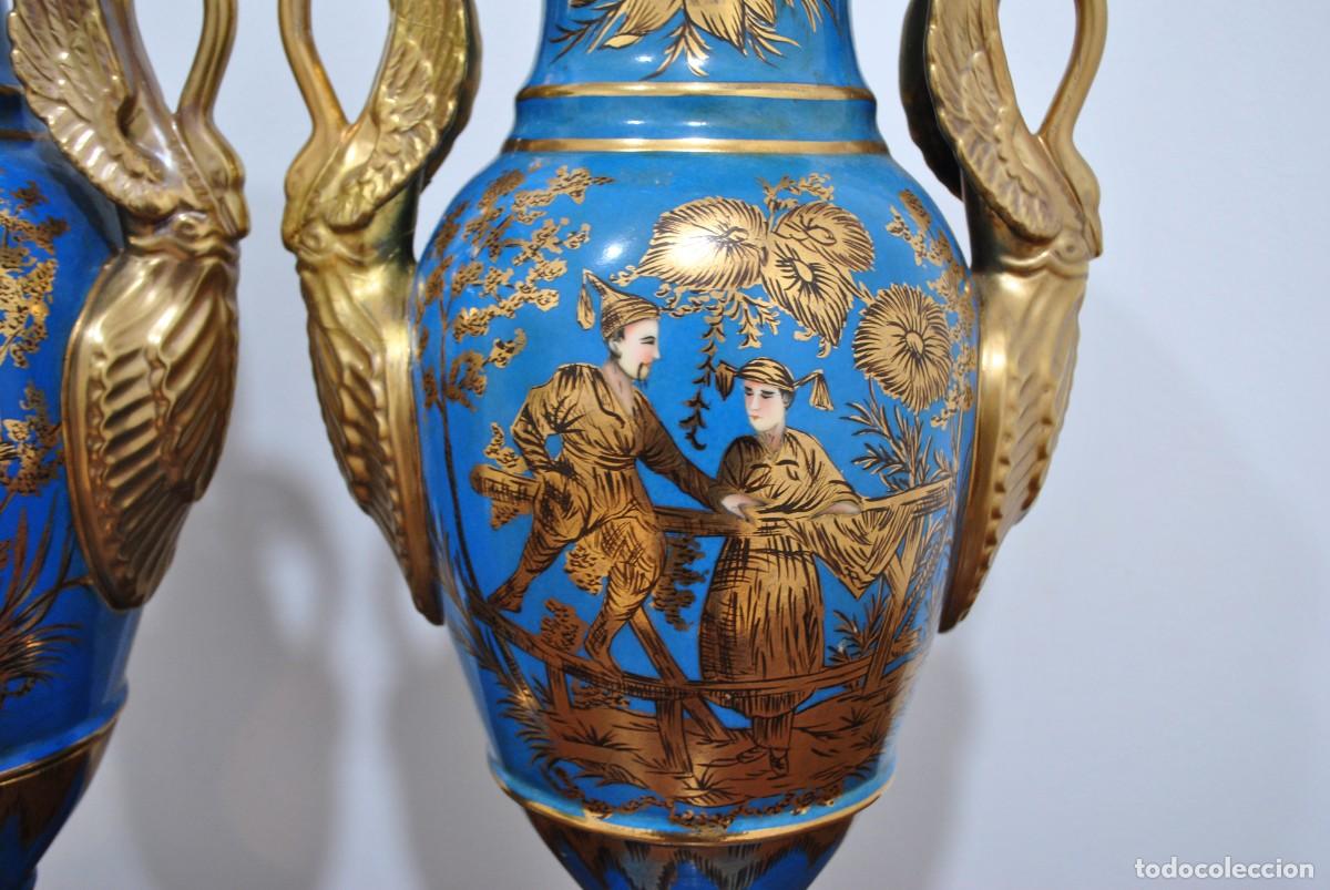Antig&uuml;edades: JARRONES DE PORCELANA AZUL - Foto 8