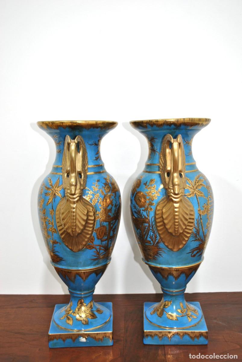 Antig&uuml;edades: JARRONES DE PORCELANA AZUL - Foto 9
