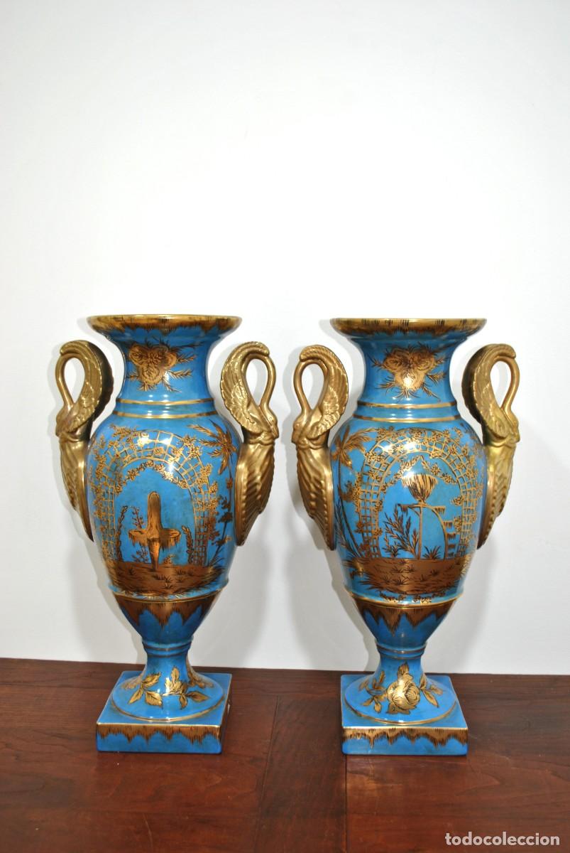Antig&uuml;edades: JARRONES DE PORCELANA AZUL - Foto 10