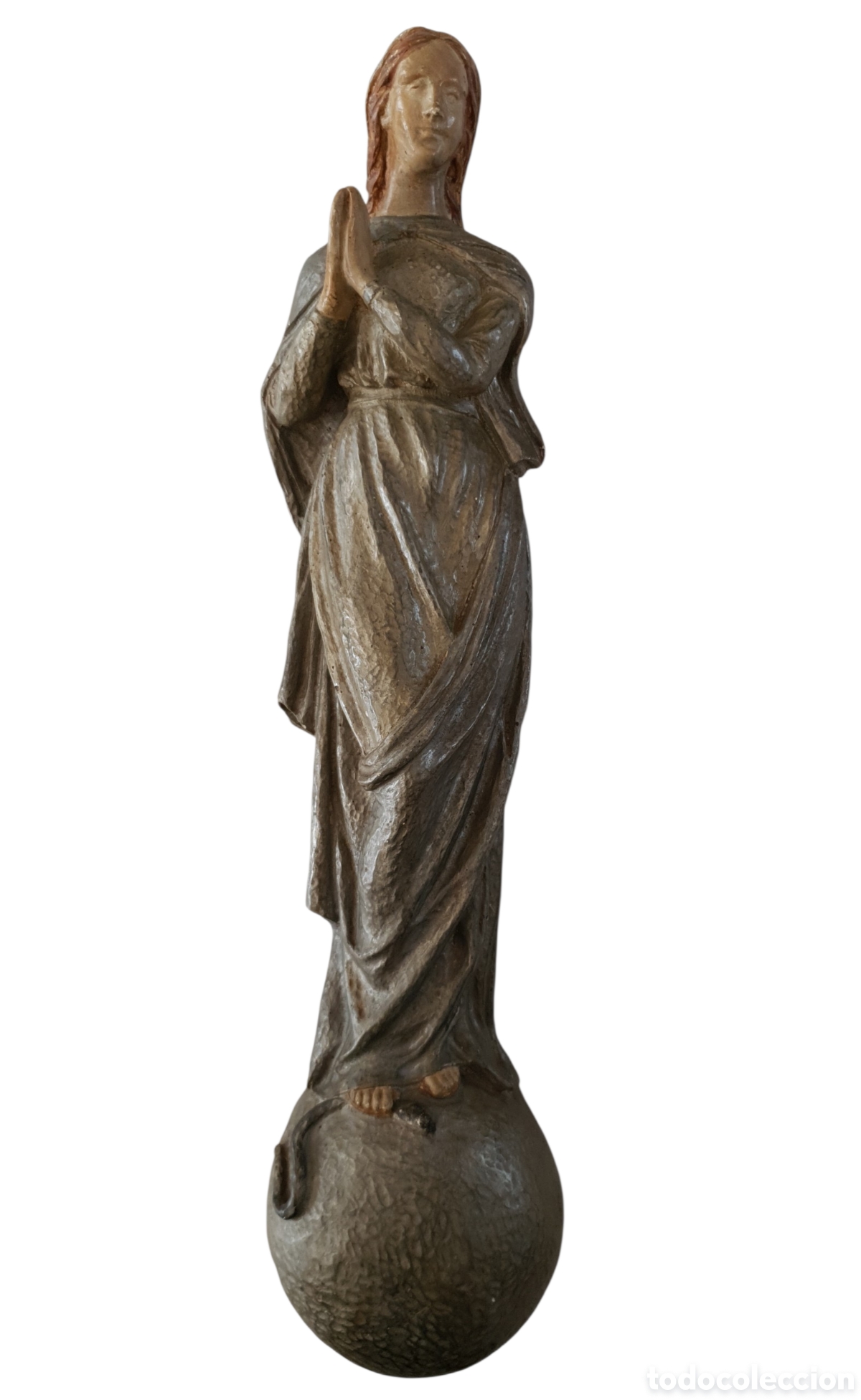 Antig&uuml;edades: Virgen pisando el Demonio - Pasta de Madera.Olot.