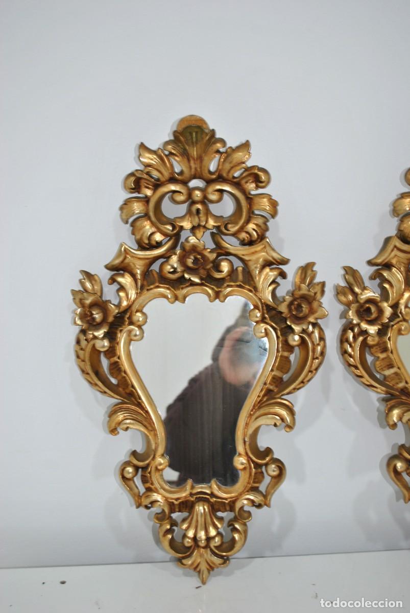 Antig&uuml;edades: PAREJA DE ESPEJOS DE MADERA ROCOC&Oacute; - Foto 3