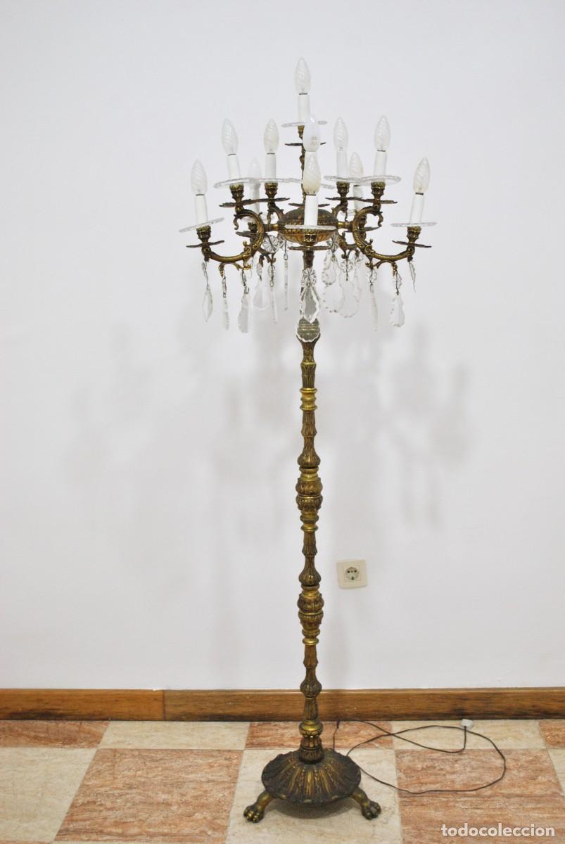Antig&uuml;edades: L&Aacute;MPARA CANDELABRO DE PIE 11 LUCES - Foto 1