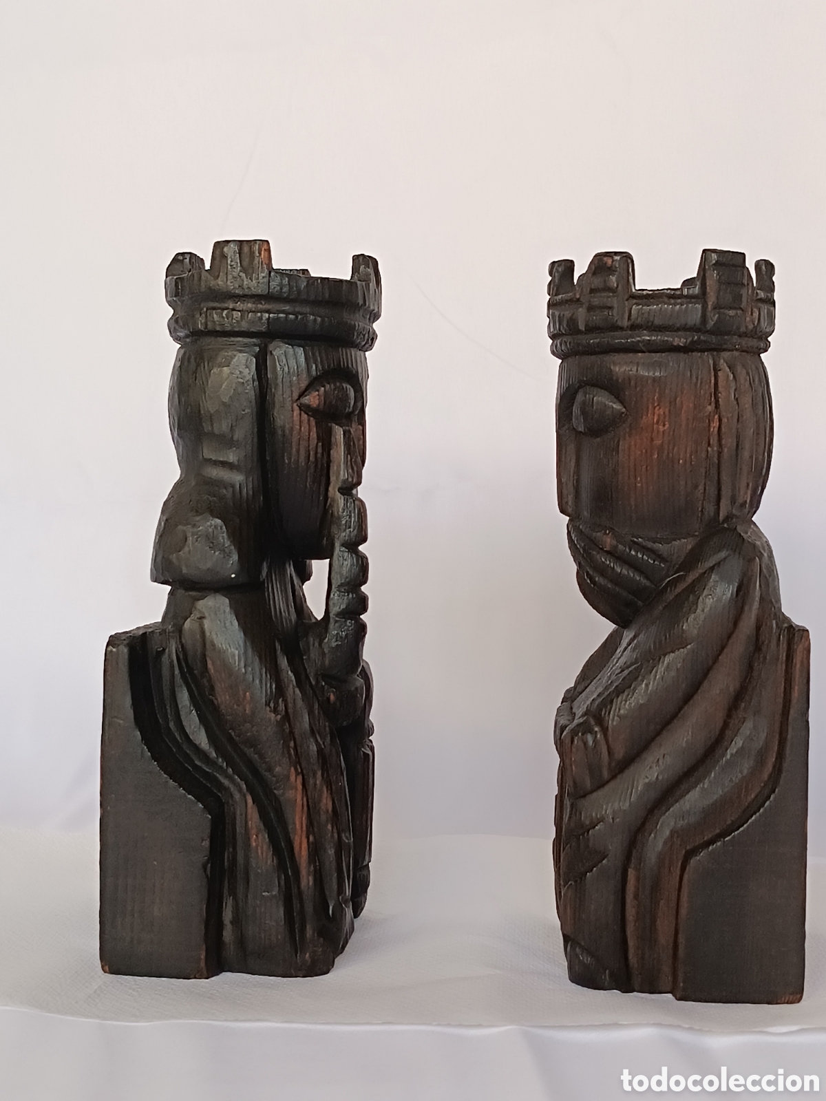 Antig&uuml;edades: Rey y Reina, esculturas en madera - Foto 2