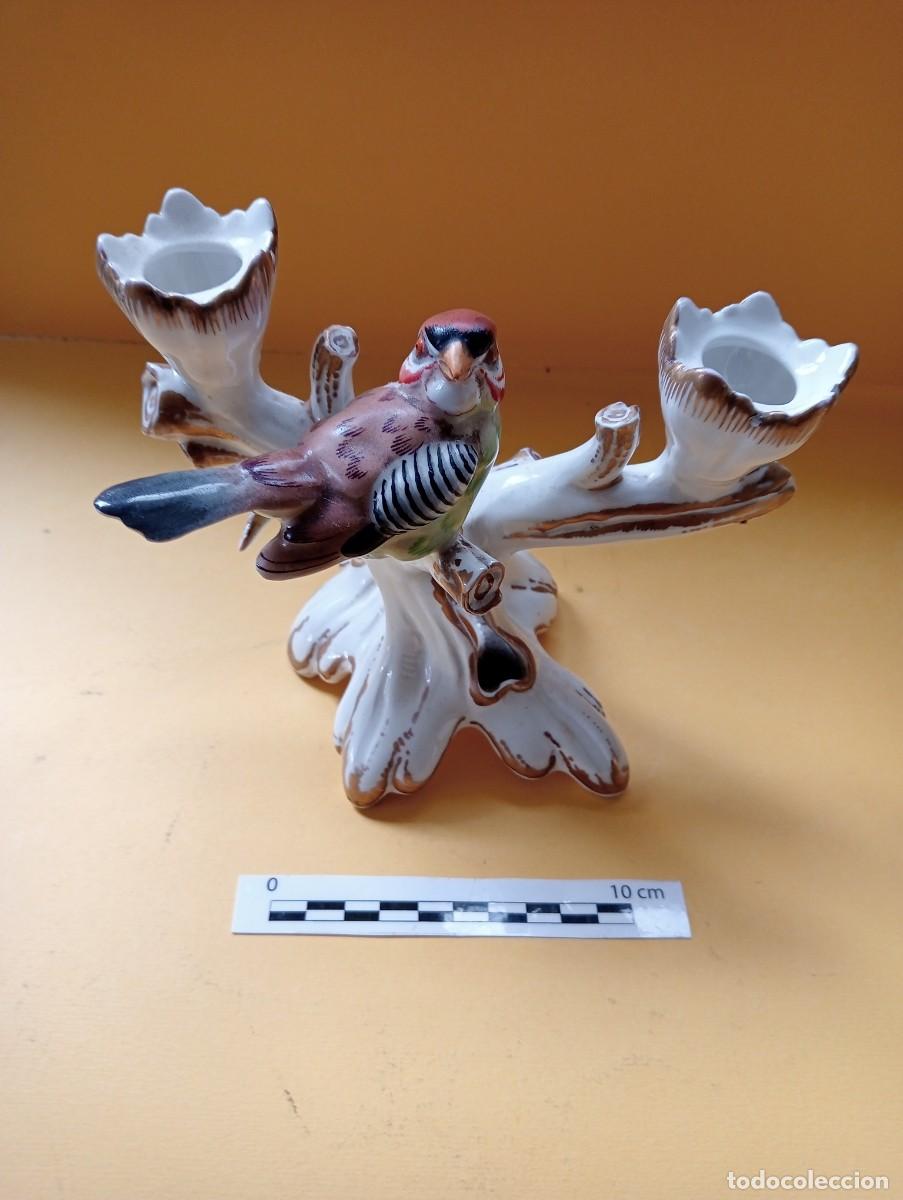 Antig&uuml;edades: Candelabro p&aacute;jaro de marca Hispania (Manises) - Foto 1