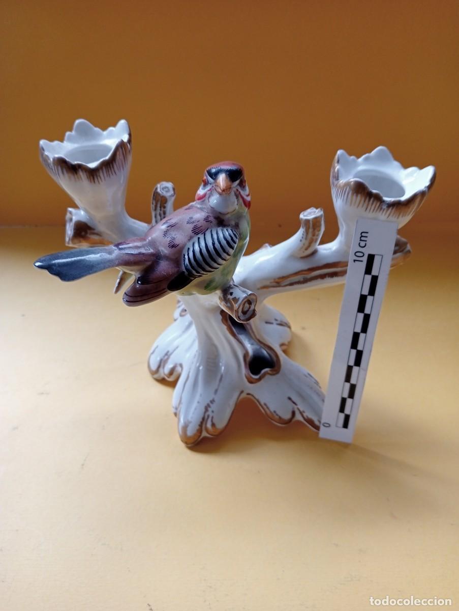 Antig&uuml;edades: Candelabro p&aacute;jaro de marca Hispania (Manises) - Foto 2