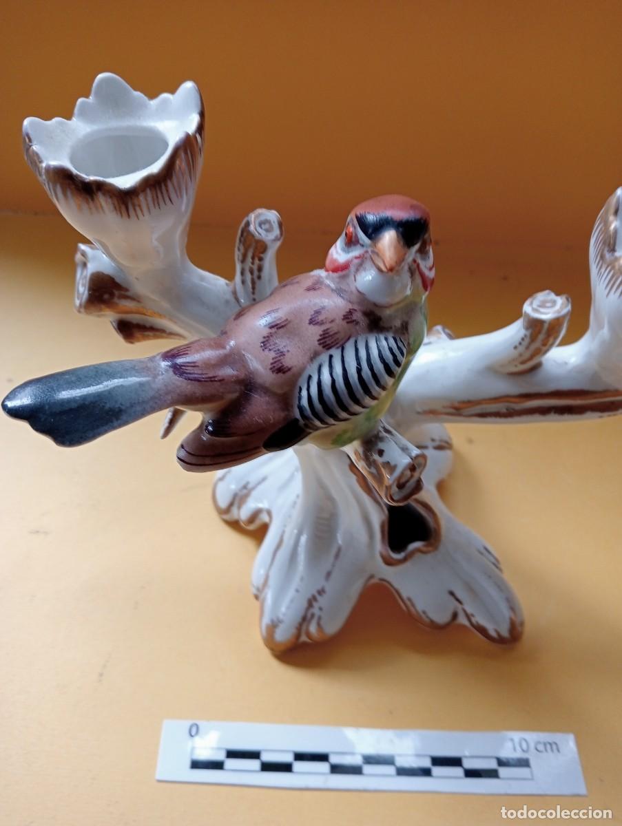 Antig&uuml;edades: Candelabro p&aacute;jaro de marca Hispania (Manises) - Foto 3