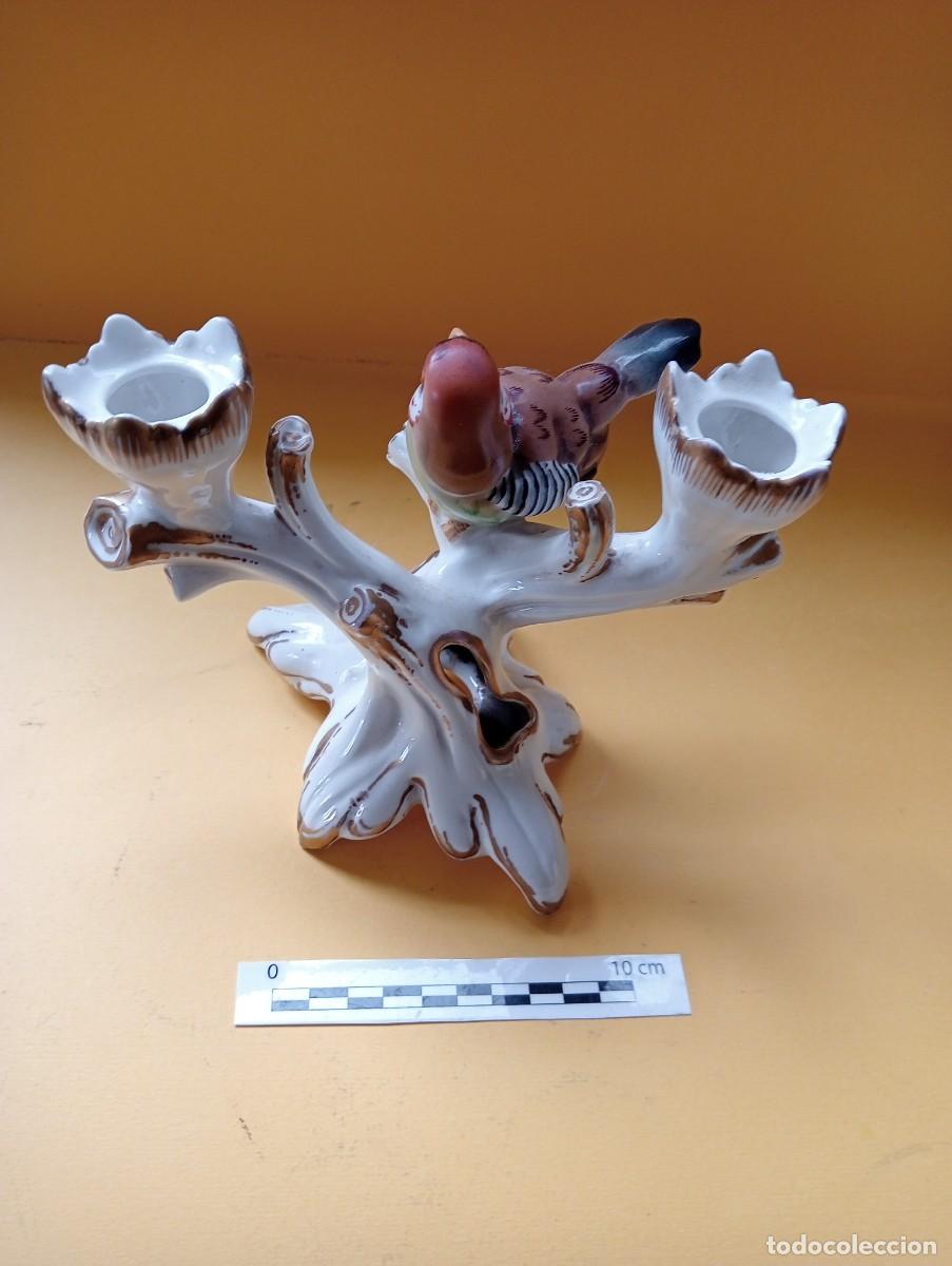 Antig&uuml;edades: Candelabro p&aacute;jaro de marca Hispania (Manises) - Foto 5