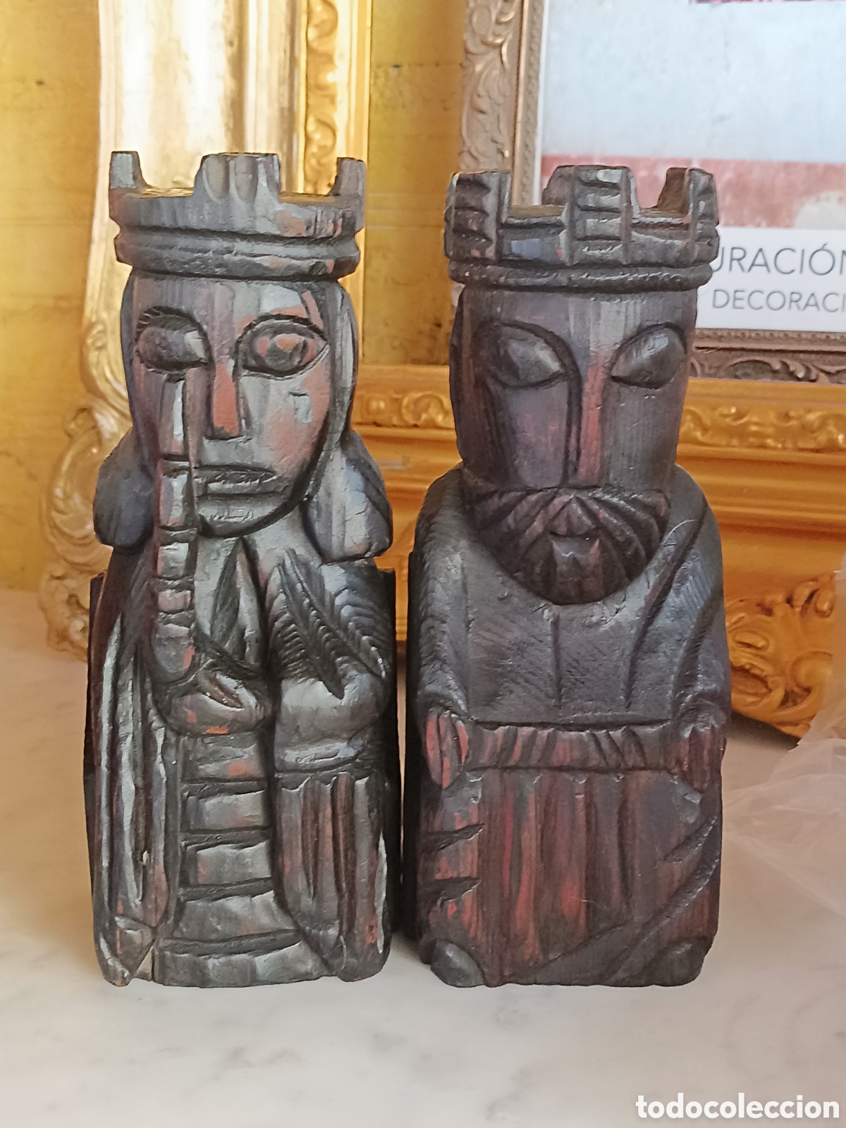 Antig&uuml;edades: Rey y Reina, esculturas en madera - Foto 6