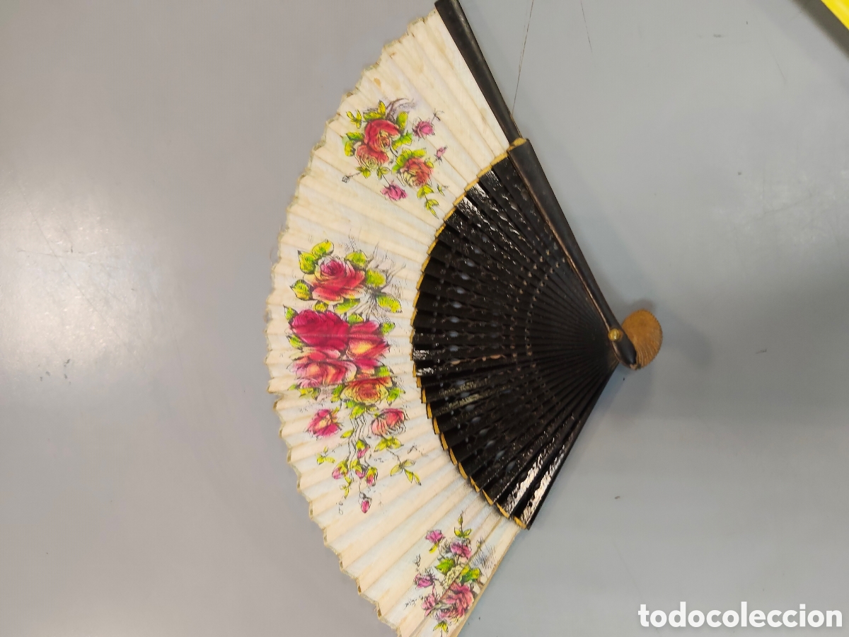Antig&uuml;edades: Antiguo abanico de tela - Foto 2