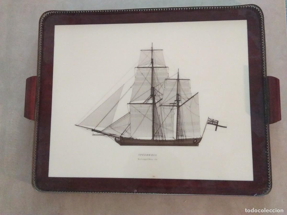 Antig&uuml;edades: Bandeja rectangular grande con motivo del velero Speedwell - Foto 1