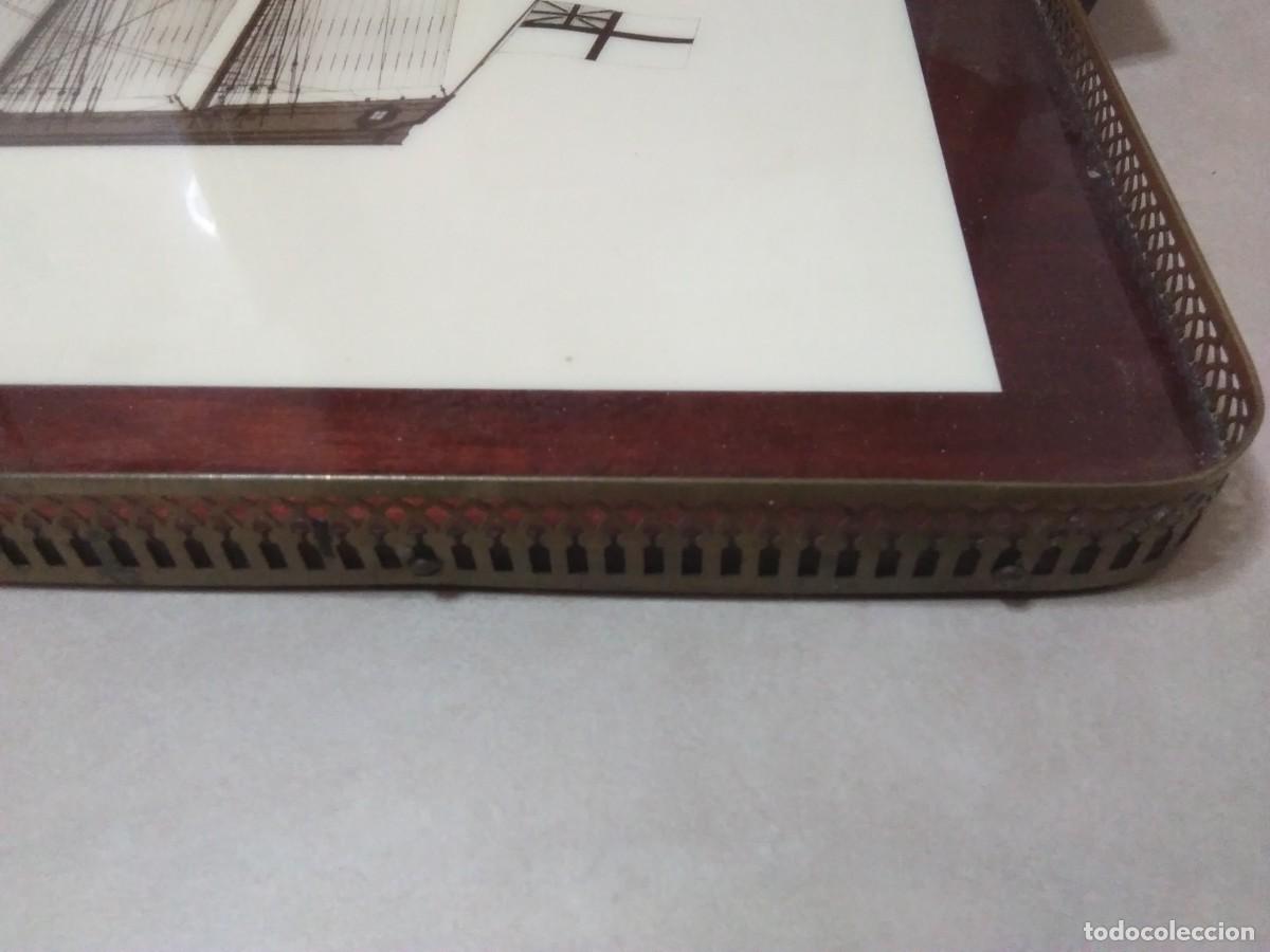 Antig&uuml;edades: Bandeja rectangular grande con motivo del velero Speedwell - Foto 8