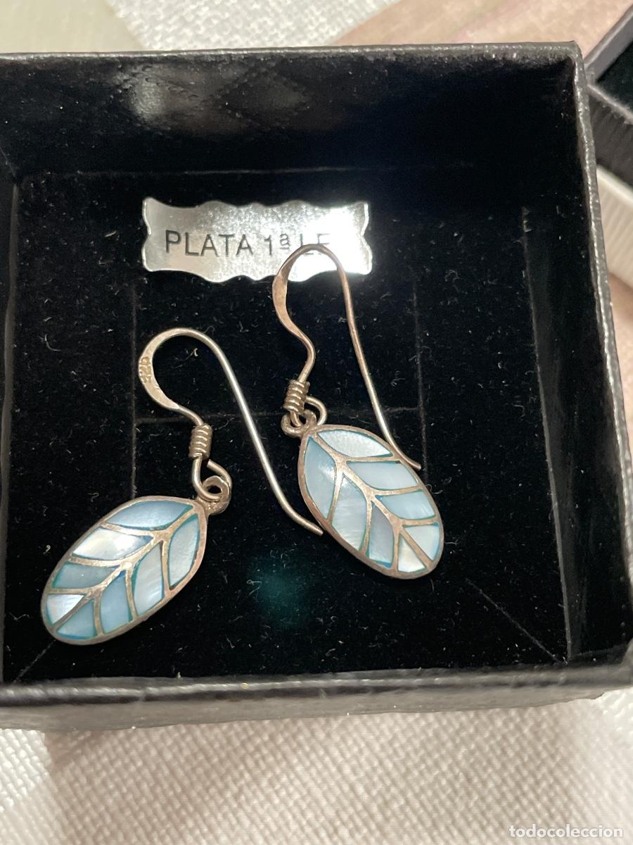 Antig&uuml;edades: Antiguos pendientes de plata 925 con n&aacute;car - Foto 2
