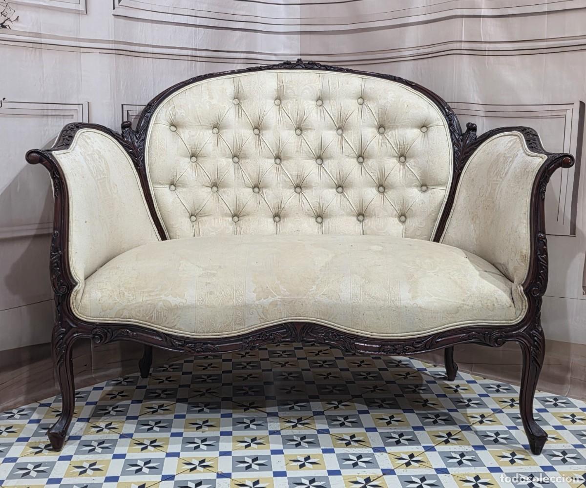 Antig&uuml;edades: Sof&aacute; antiguo de estilo Isabelino de caoba - Foto 1