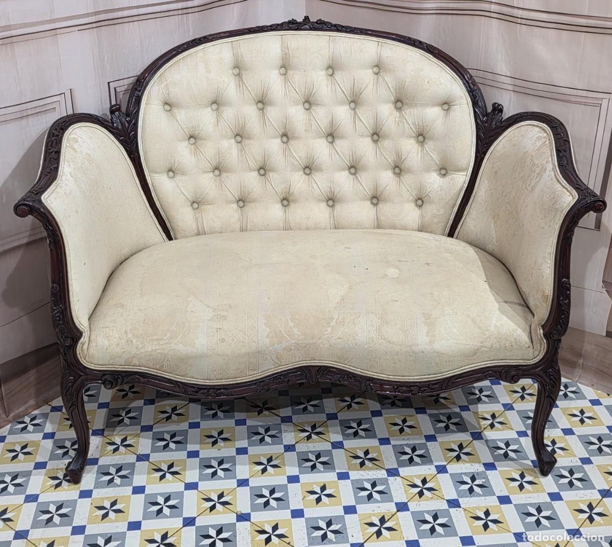 Antig&uuml;edades: Sof&aacute; antiguo de estilo Isabelino de caoba - Foto 3