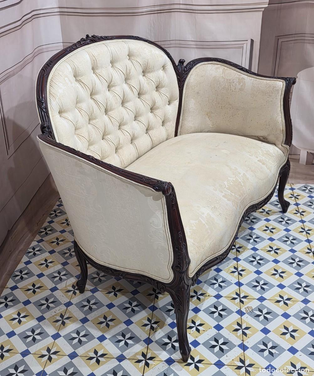 Antig&uuml;edades: Sof&aacute; antiguo de estilo Isabelino de caoba - Foto 6