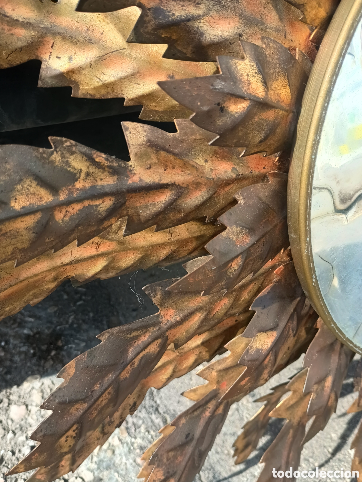 Antig&uuml;edades: Espejo sol hierro dorado - Foto 5