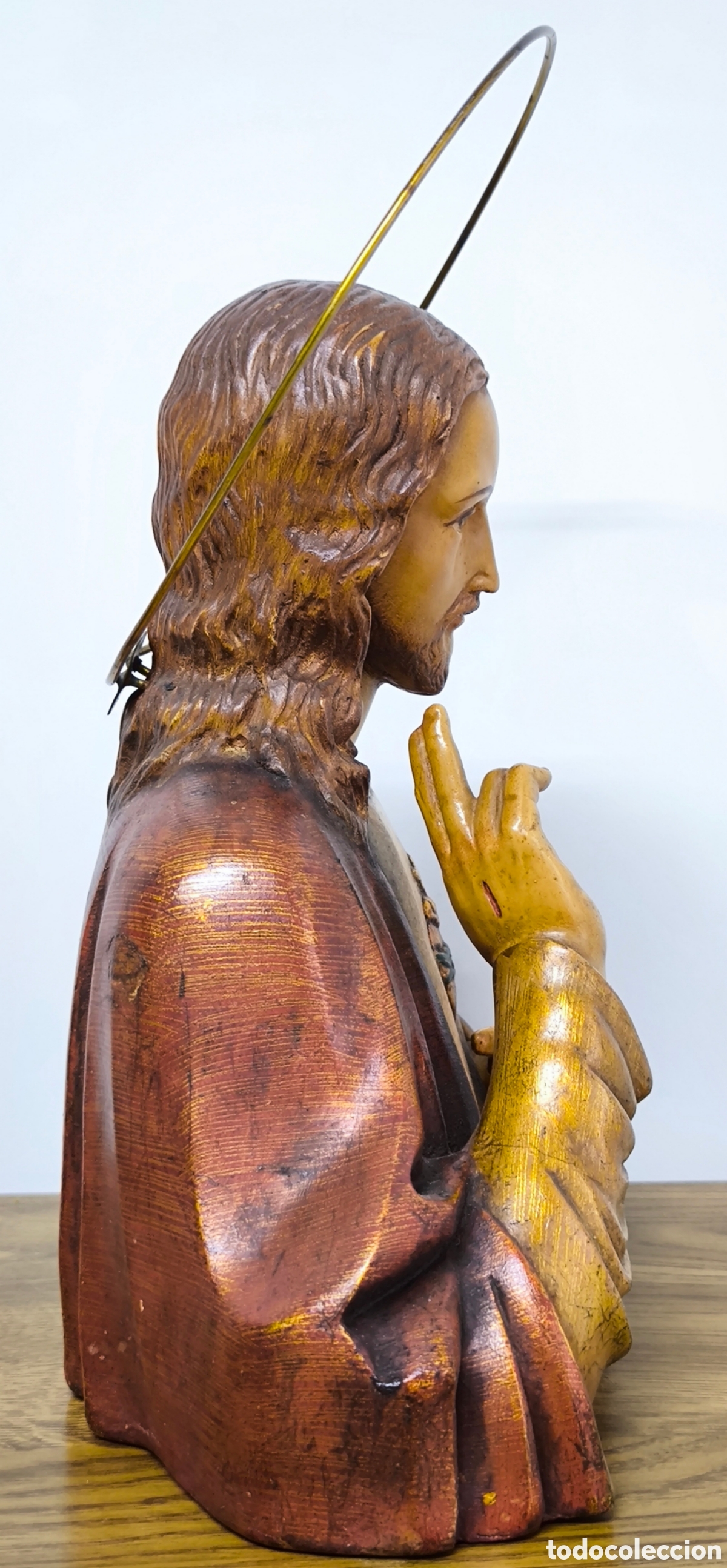 Antig&uuml;edades: ANTIGUO SAGRADO CORAZ&Oacute;N. IMPECABLE - Foto 6