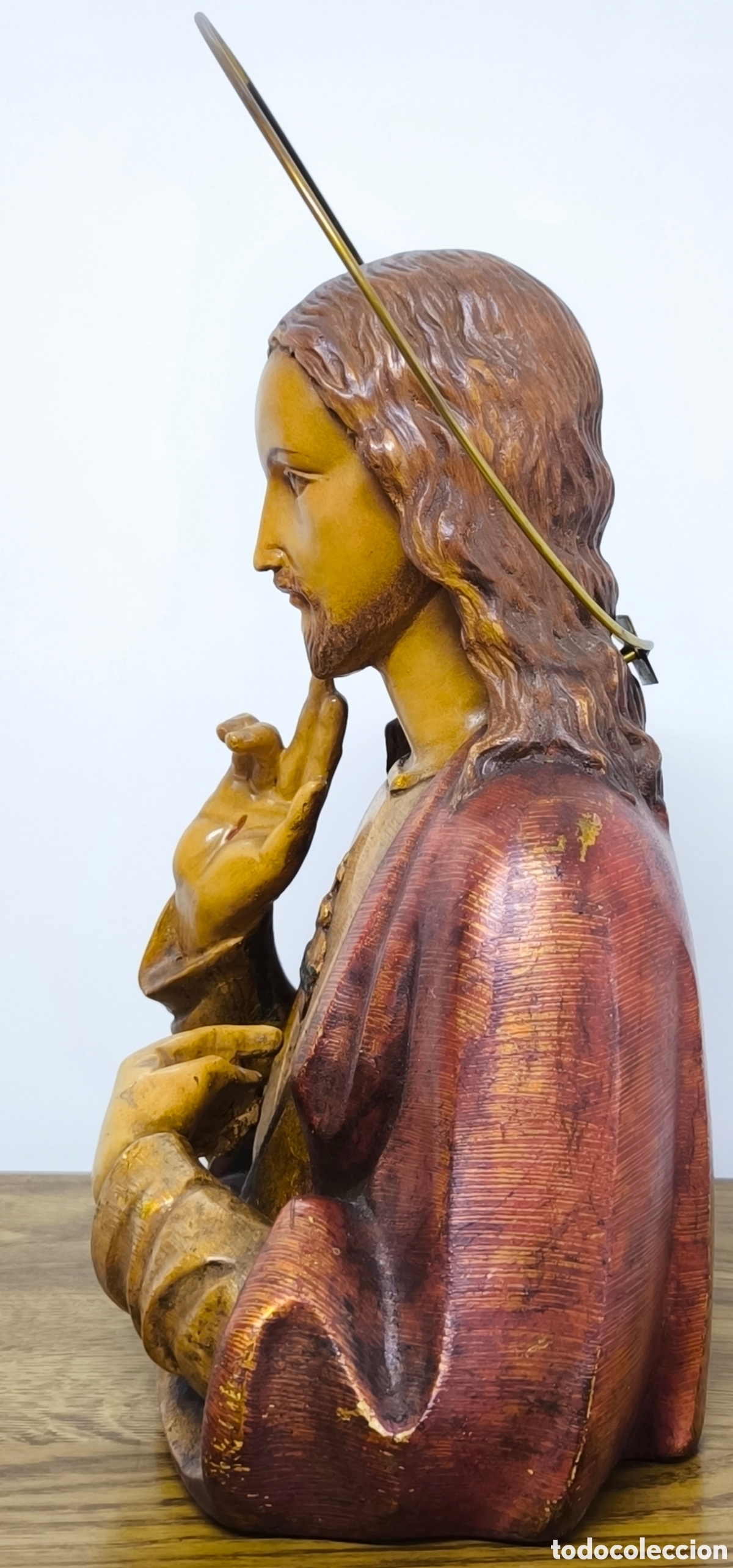 Antig&uuml;edades: ANTIGUO SAGRADO CORAZ&Oacute;N. IMPECABLE - Foto 8