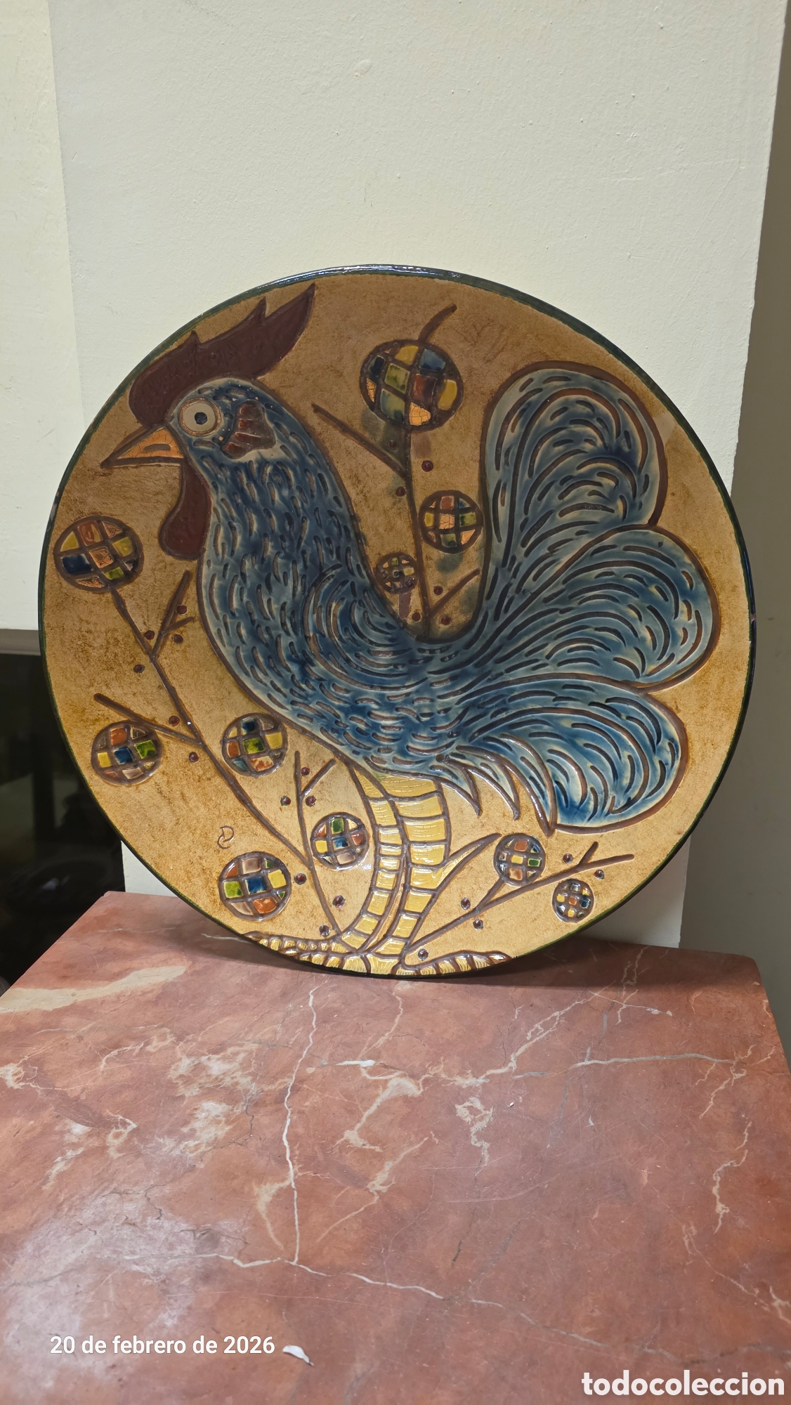 Antig&uuml;edades: Gran plato gallo para colgar - Foto 1