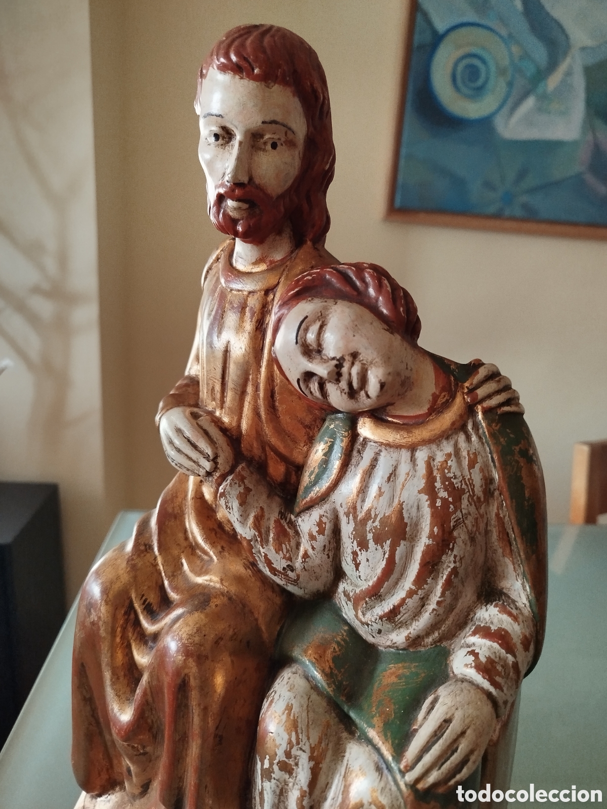 Antig&uuml;edades: Jes&uacute;s y San Juan de madera policromada - Foto 2