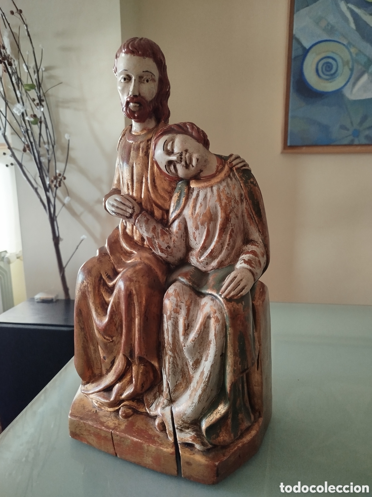 Antig&uuml;edades: Jes&uacute;s y San Juan de madera policromada - Foto 5