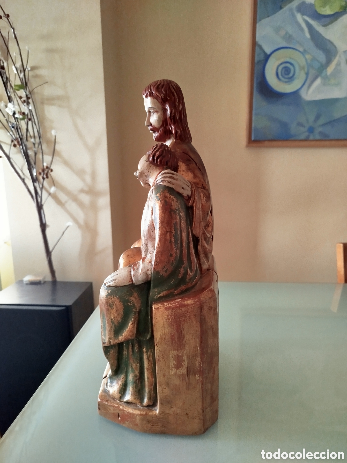 Antig&uuml;edades: Jes&uacute;s y San Juan de madera policromada - Foto 6