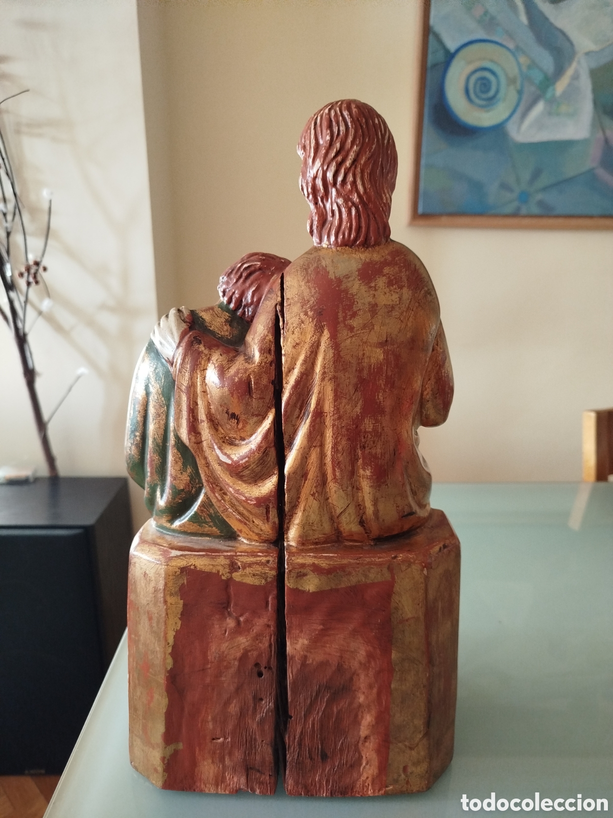 Antig&uuml;edades: Jes&uacute;s y San Juan de madera policromada - Foto 7