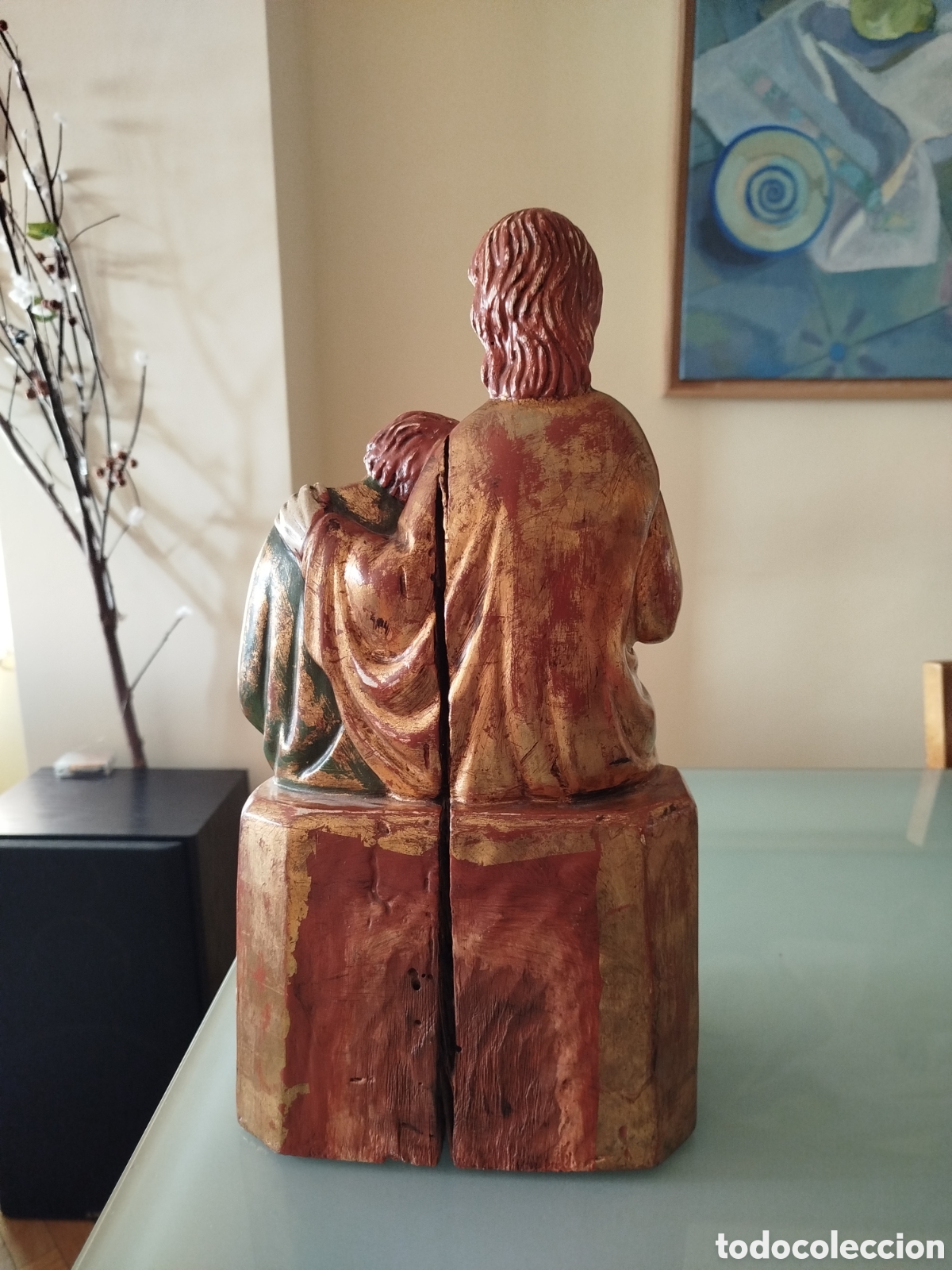 Antig&uuml;edades: Jes&uacute;s y San Juan de madera policromada - Foto 8