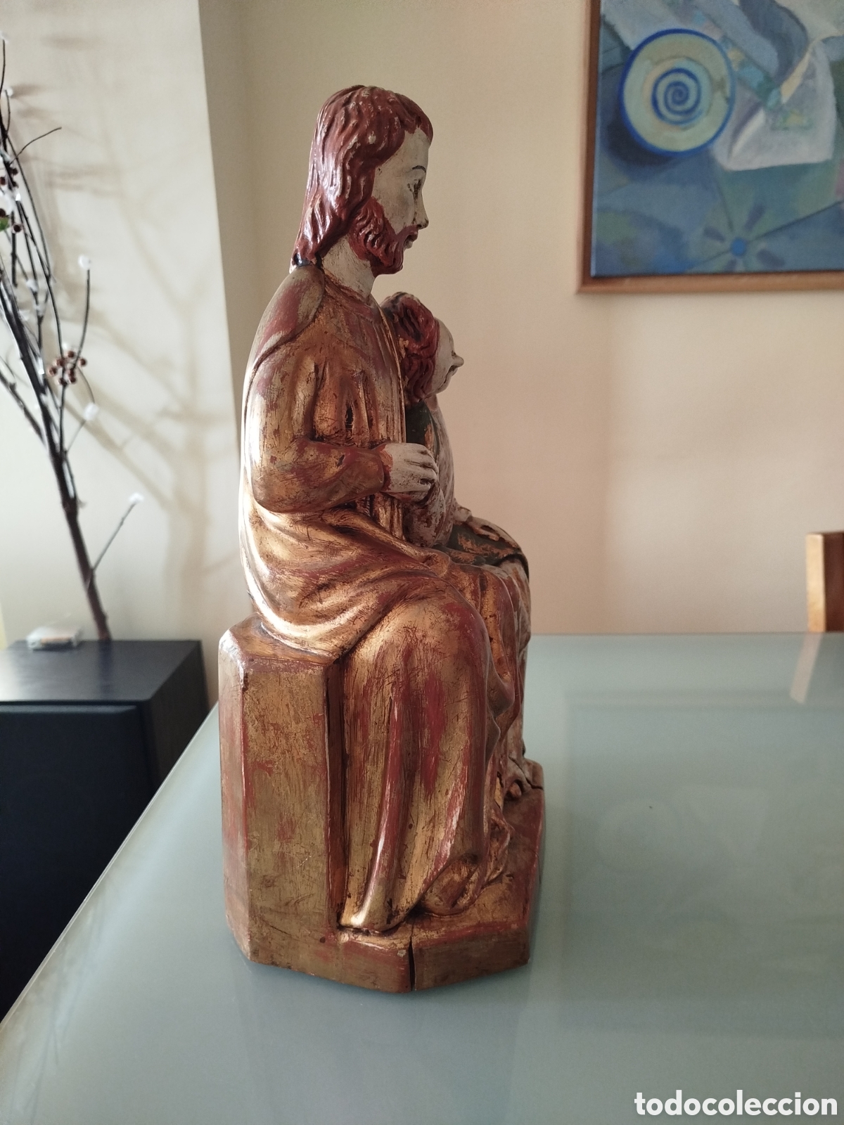 Antig&uuml;edades: Jes&uacute;s y San Juan de madera policromada - Foto 9