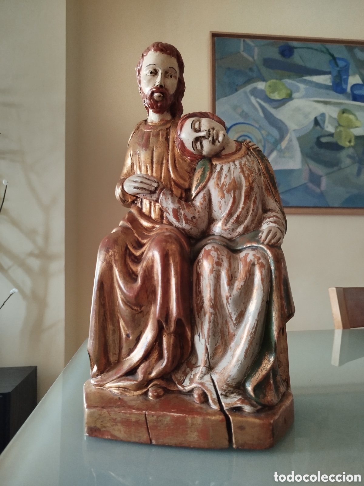 Antig&uuml;edades: Jes&uacute;s y San Juan de madera policromada - Foto 10