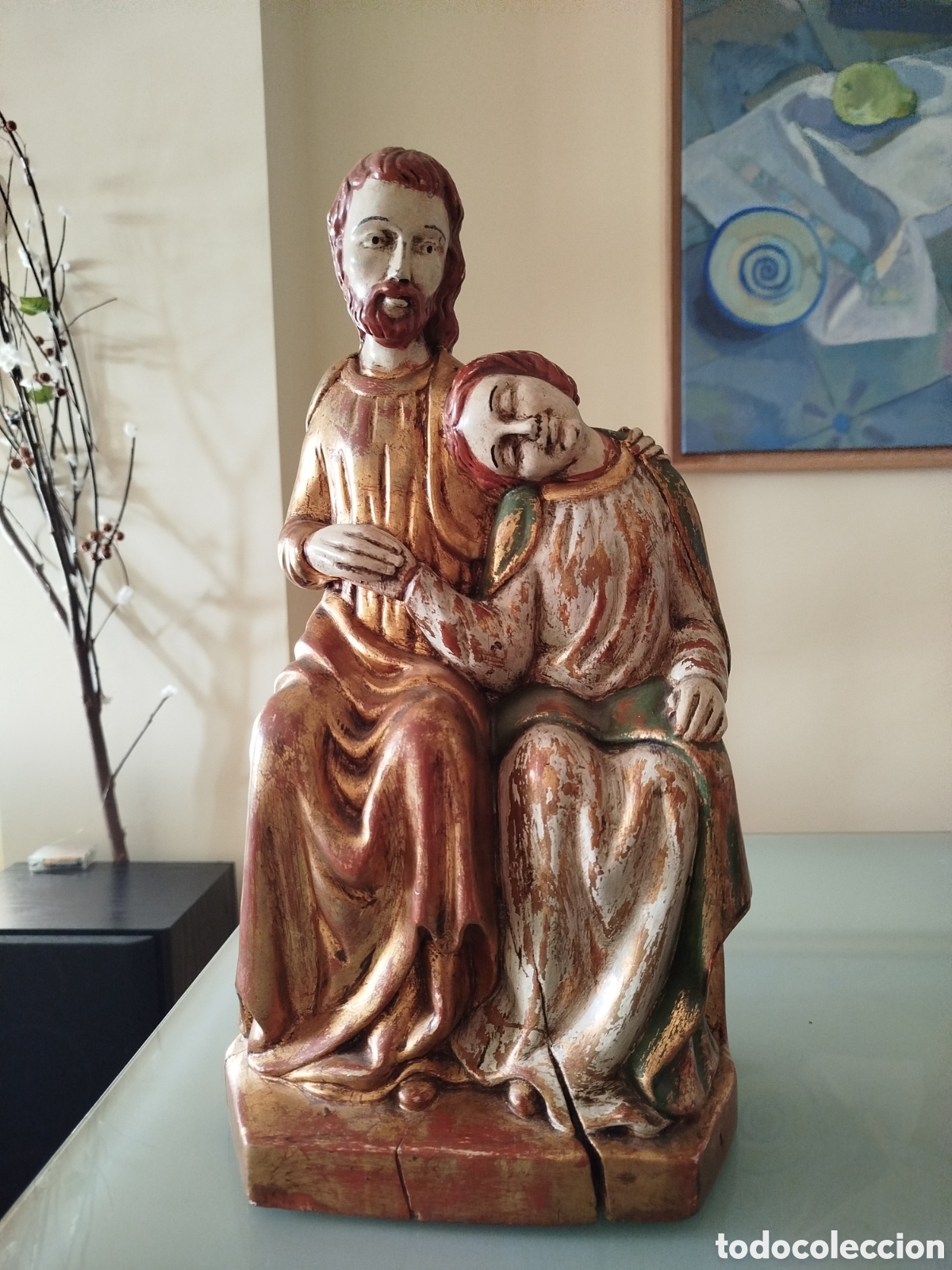 Antig&uuml;edades: Jes&uacute;s y San Juan de madera policromada - Foto 11