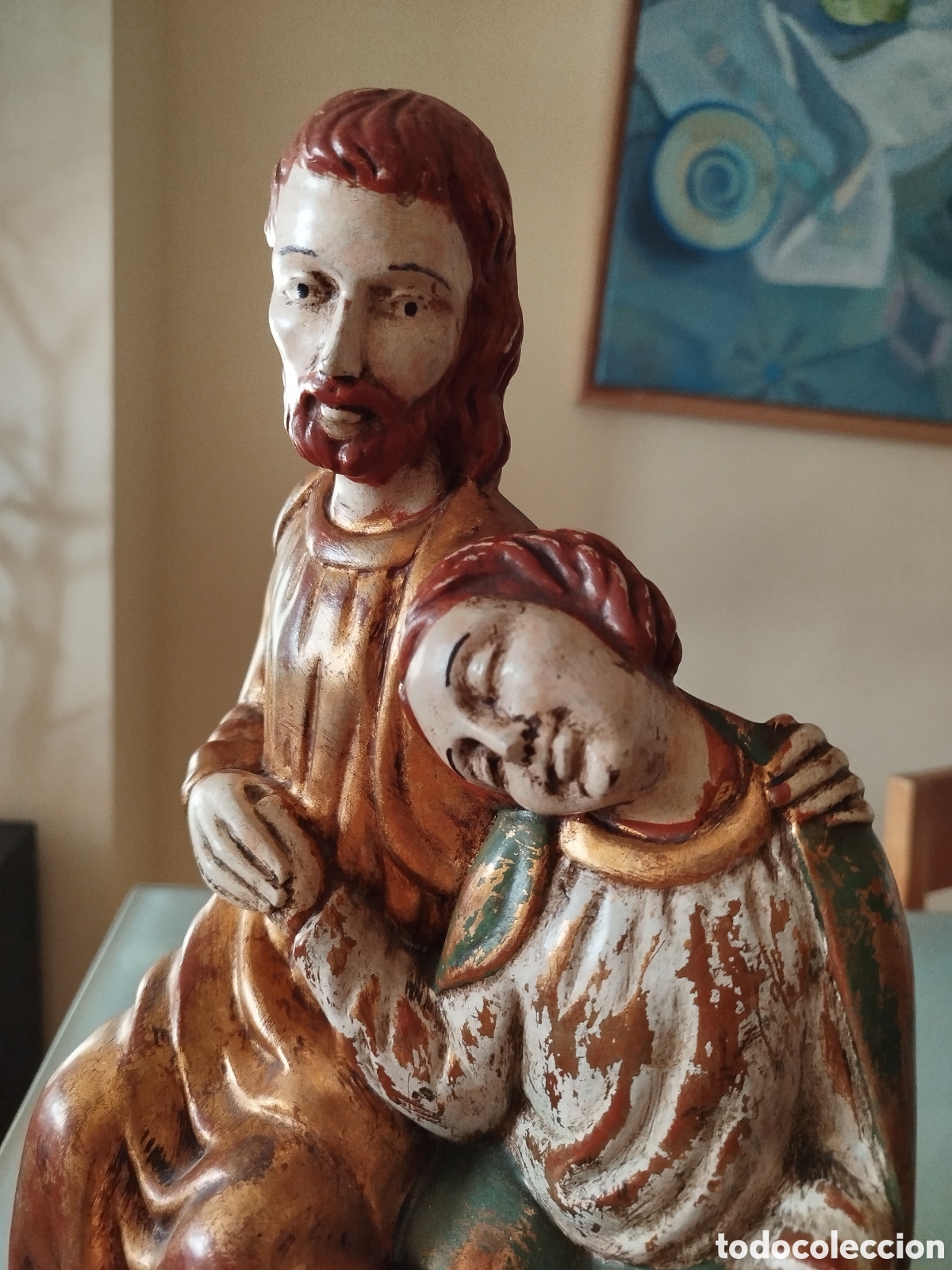 Antig&uuml;edades: Jes&uacute;s y San Juan de madera policromada - Foto 1
