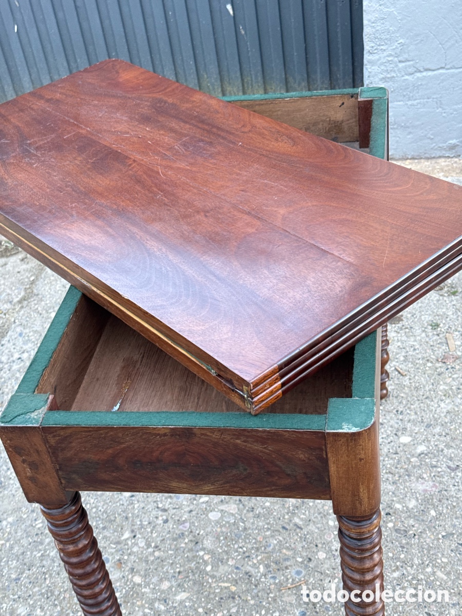 Antig&uuml;edades: Mesa de juego plegable. Caoba - Foto 5