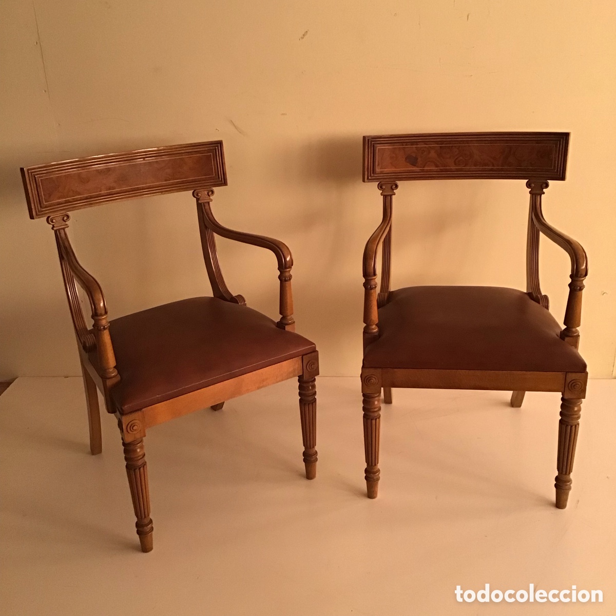 Antig&uuml;edades: 2 sillones madera ra&iacute;z de roble - Foto 3