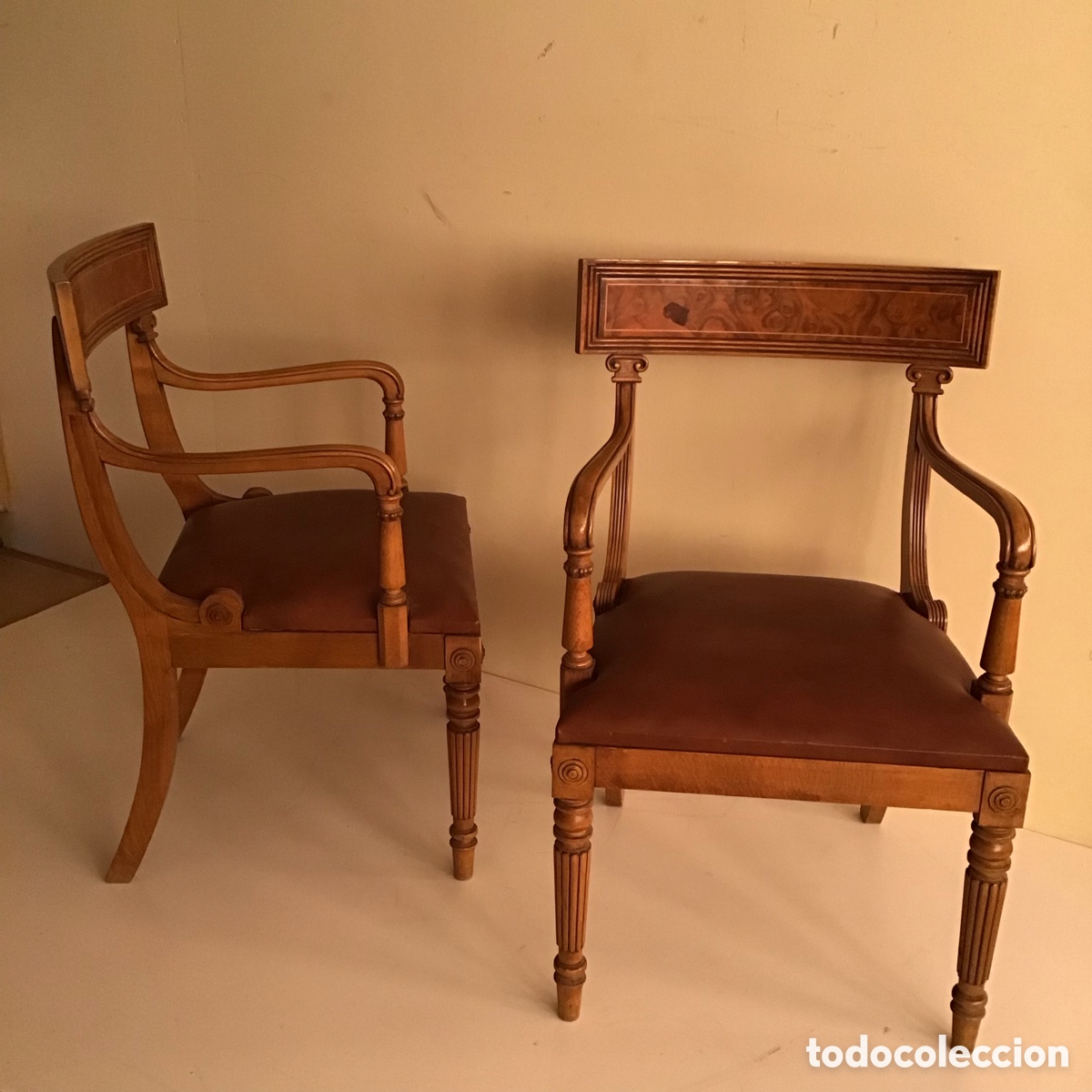 Antig&uuml;edades: 2 sillones madera ra&iacute;z de roble - Foto 1