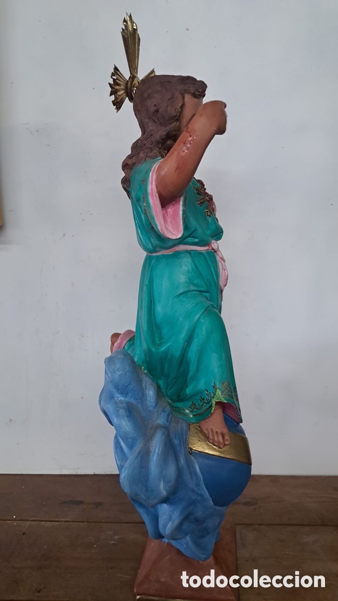 Antig&uuml;edades: El Inmaculado coraz&oacute;n de Mar&iacute;a 55cms - Foto 2