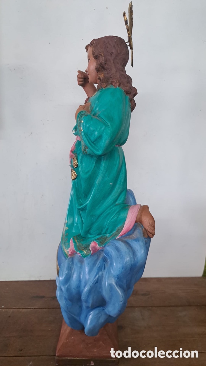 Antig&uuml;edades: El Inmaculado coraz&oacute;n de Mar&iacute;a 55cms - Foto 4