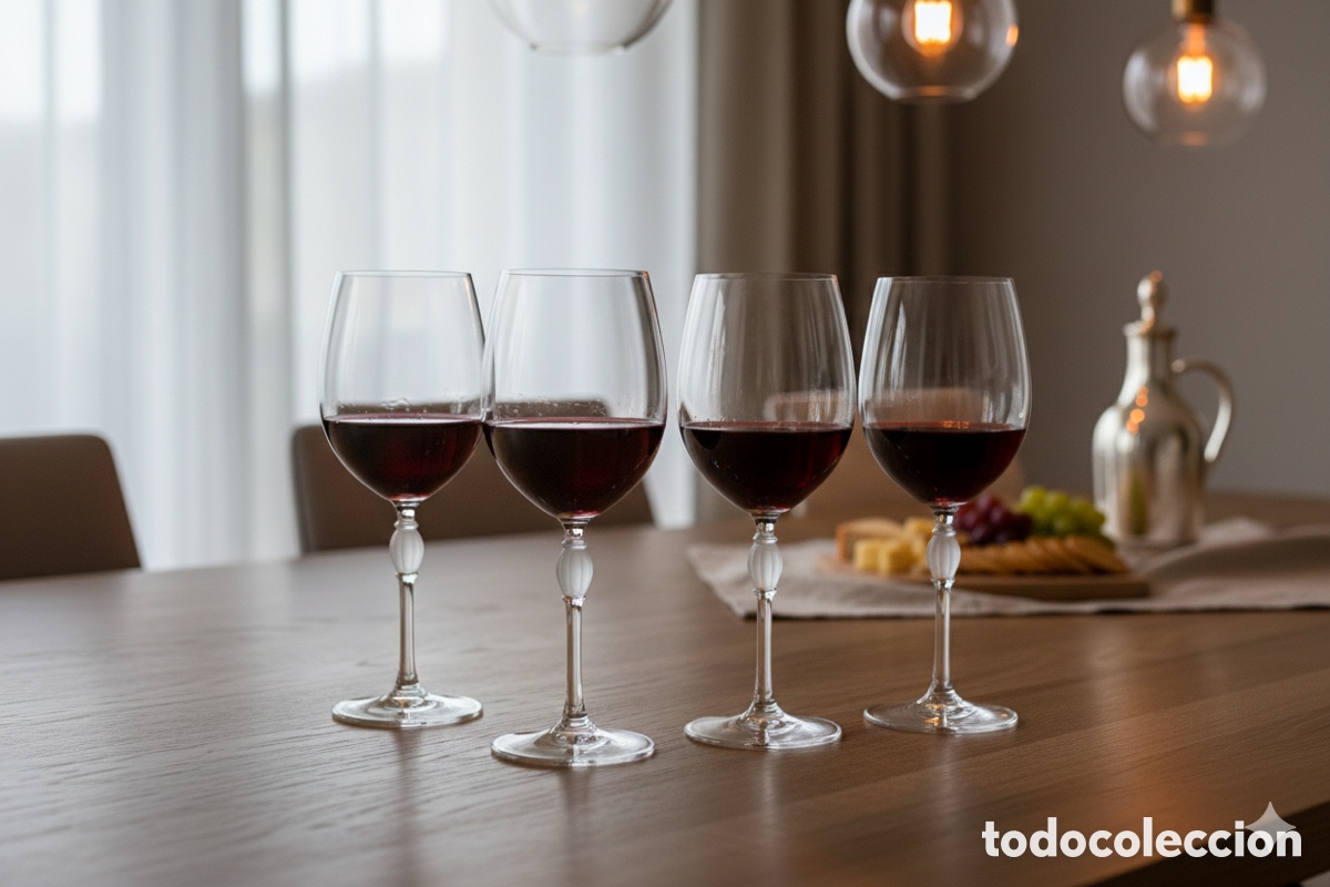 Antiquit&eacute;s: Lote 4 copas Schott Zwiesel 19 cm &ndash; cristal, marca en base