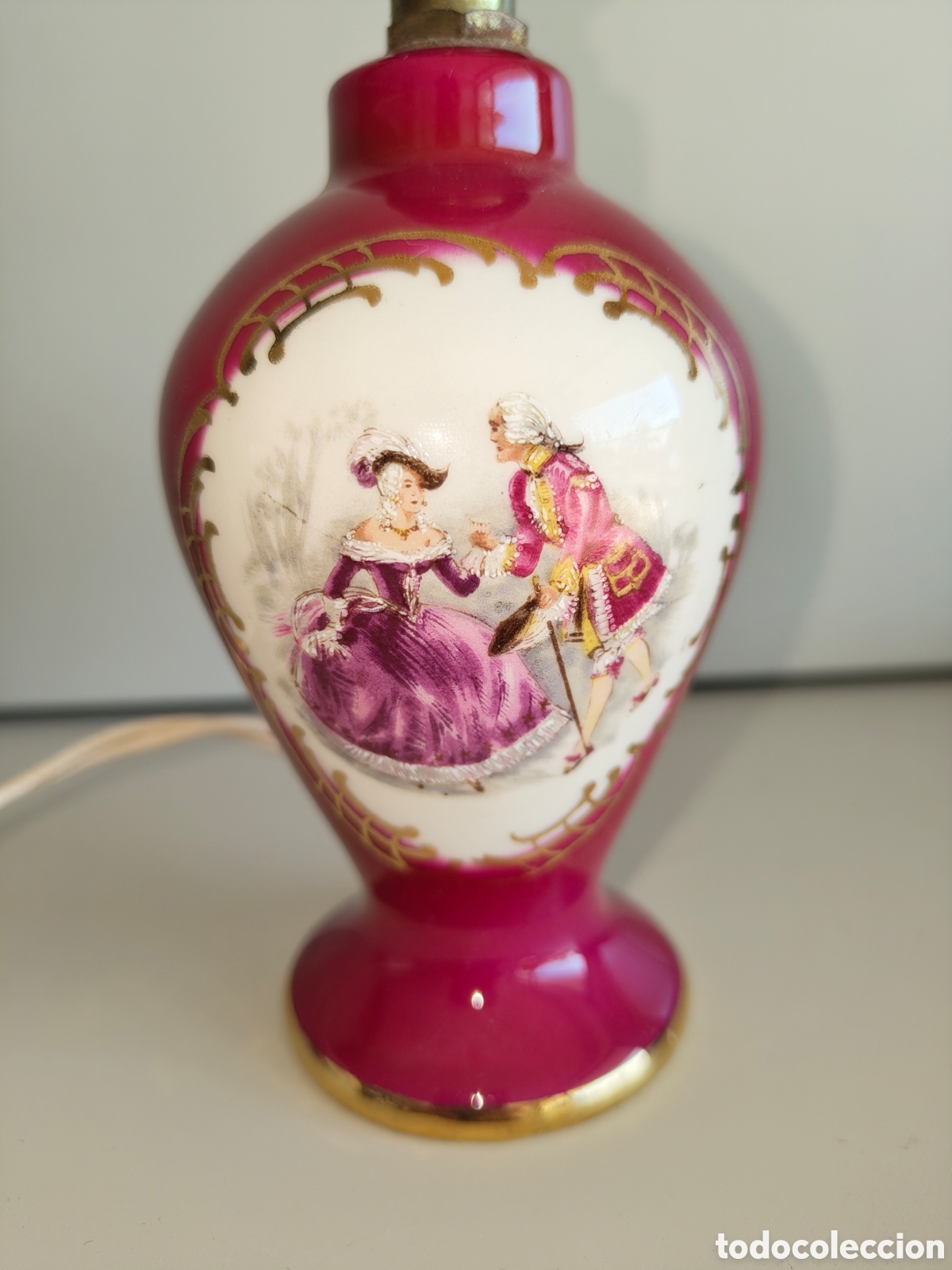 Antig&uuml;edades: Lampara de mesa de porcelana - Foto 2