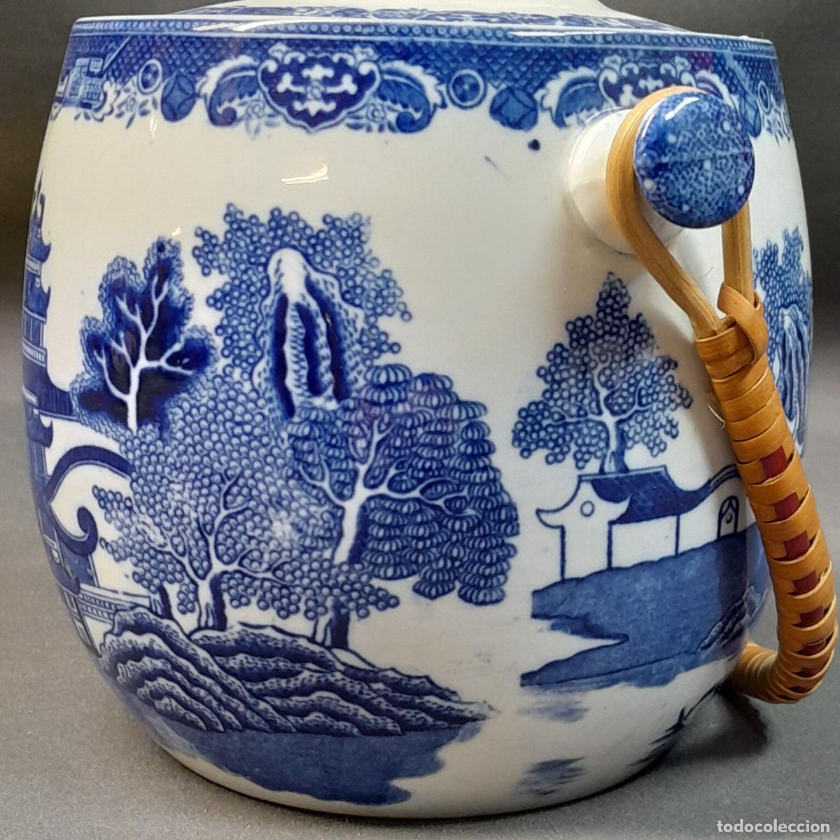 Antig&uuml;edades: BOTE PARA GALLETAS DE PORCELANA WILLOW PATTERN. ADDERLEY WARE, 1940 CA. - Foto 5