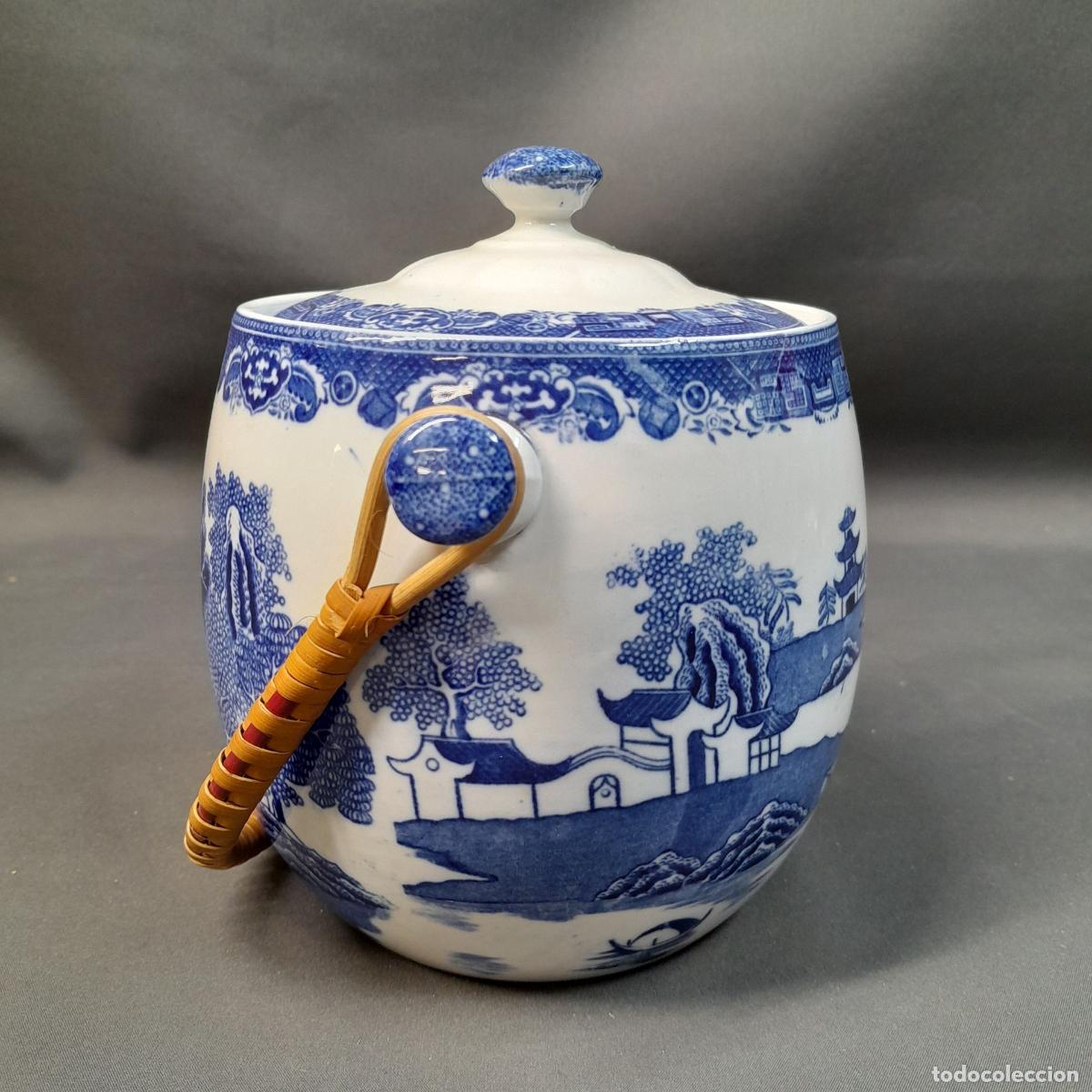 Antig&uuml;edades: BOTE PARA GALLETAS DE PORCELANA WILLOW PATTERN. ADDERLEY WARE, 1940 CA. - Foto 6