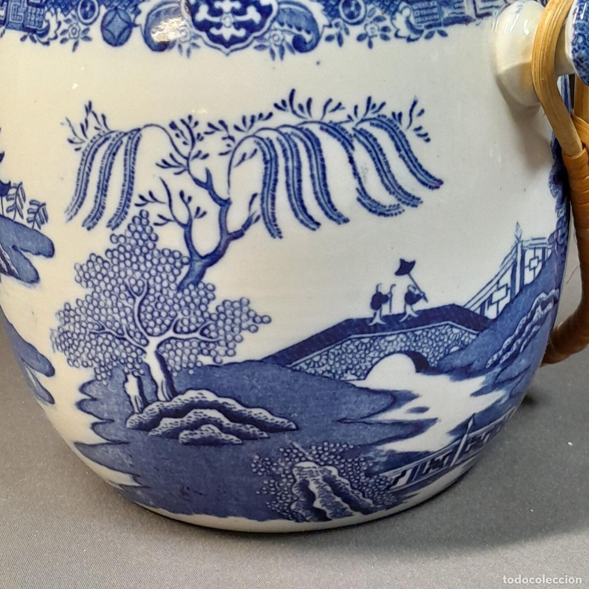 Antig&uuml;edades: BOTE PARA GALLETAS DE PORCELANA WILLOW PATTERN. ADDERLEY WARE, 1940 CA. - Foto 8