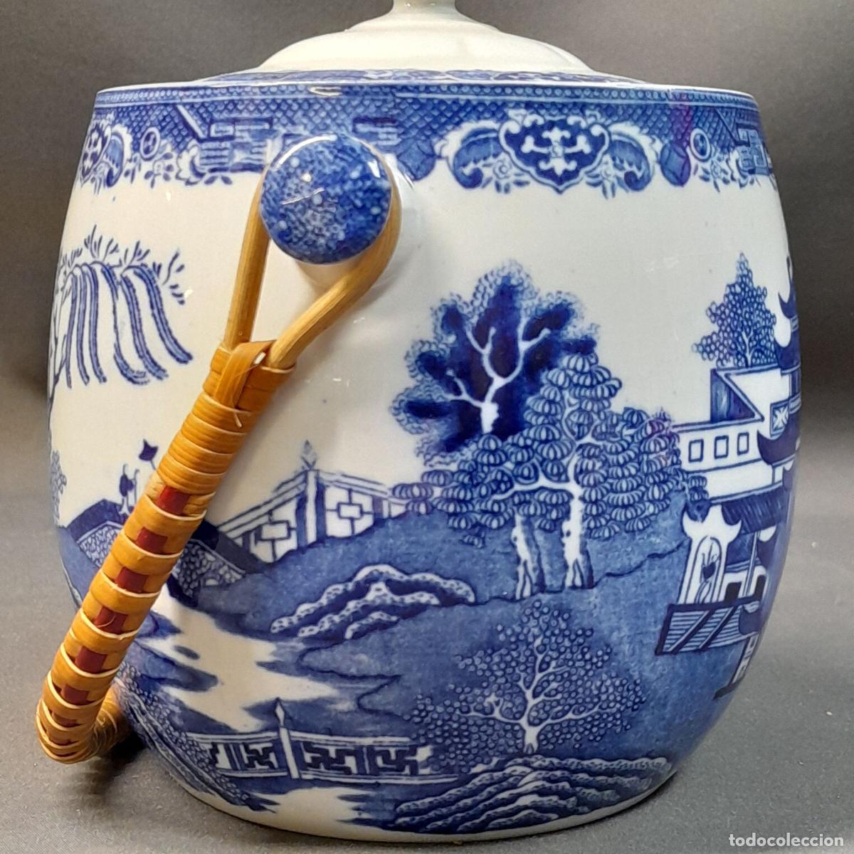 Antig&uuml;edades: BOTE PARA GALLETAS DE PORCELANA WILLOW PATTERN. ADDERLEY WARE, 1940 CA. - Foto 9