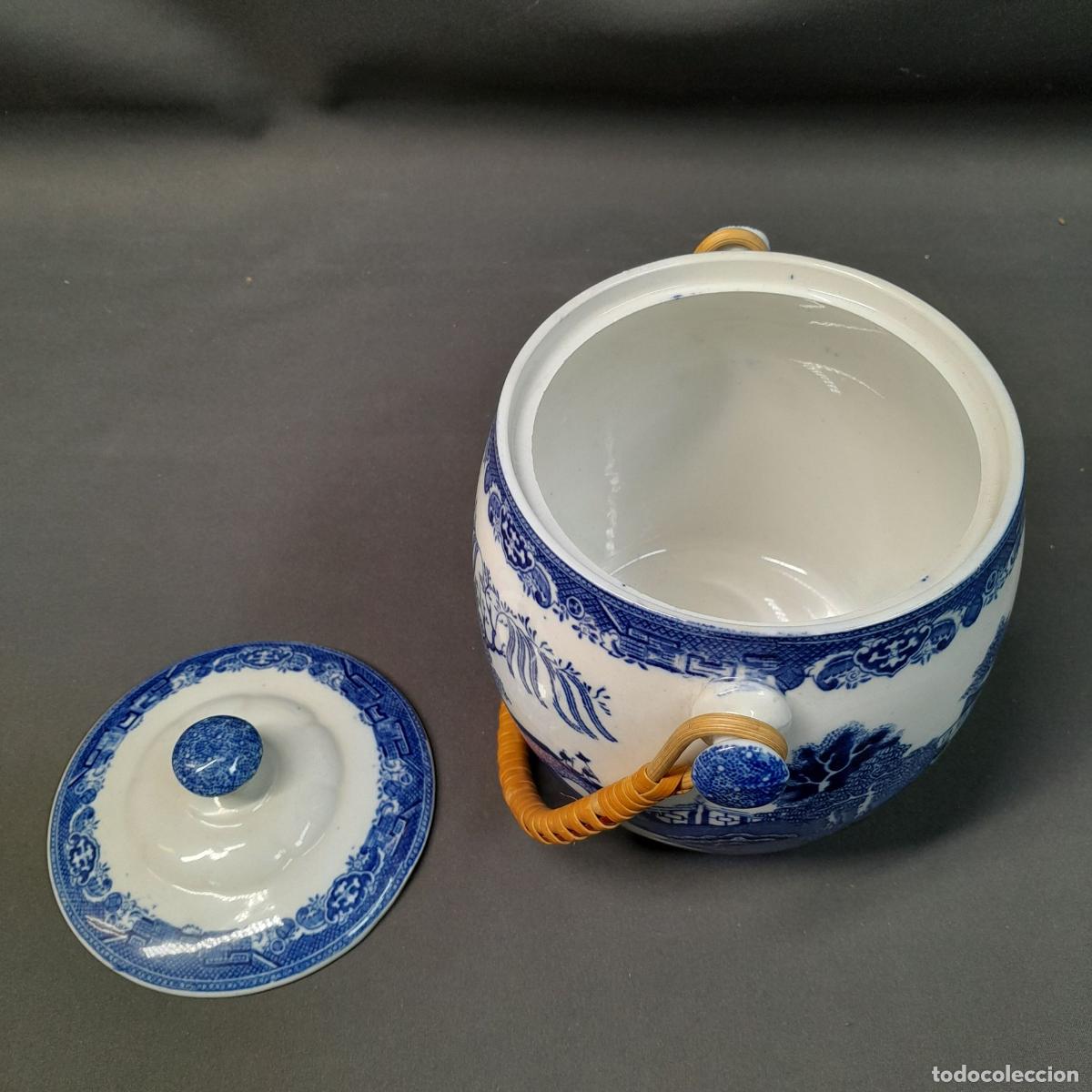 Antig&uuml;edades: BOTE PARA GALLETAS DE PORCELANA WILLOW PATTERN. ADDERLEY WARE, 1940 CA. - Foto 10