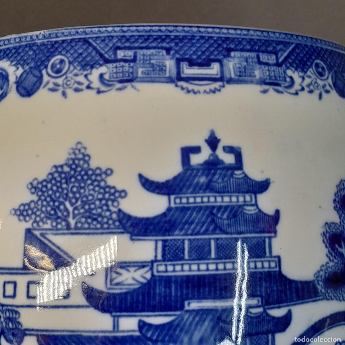 Antig&uuml;edades: BOTE PARA GALLETAS DE PORCELANA WILLOW PATTERN. ADDERLEY WARE, 1940 CA. - Foto 11
