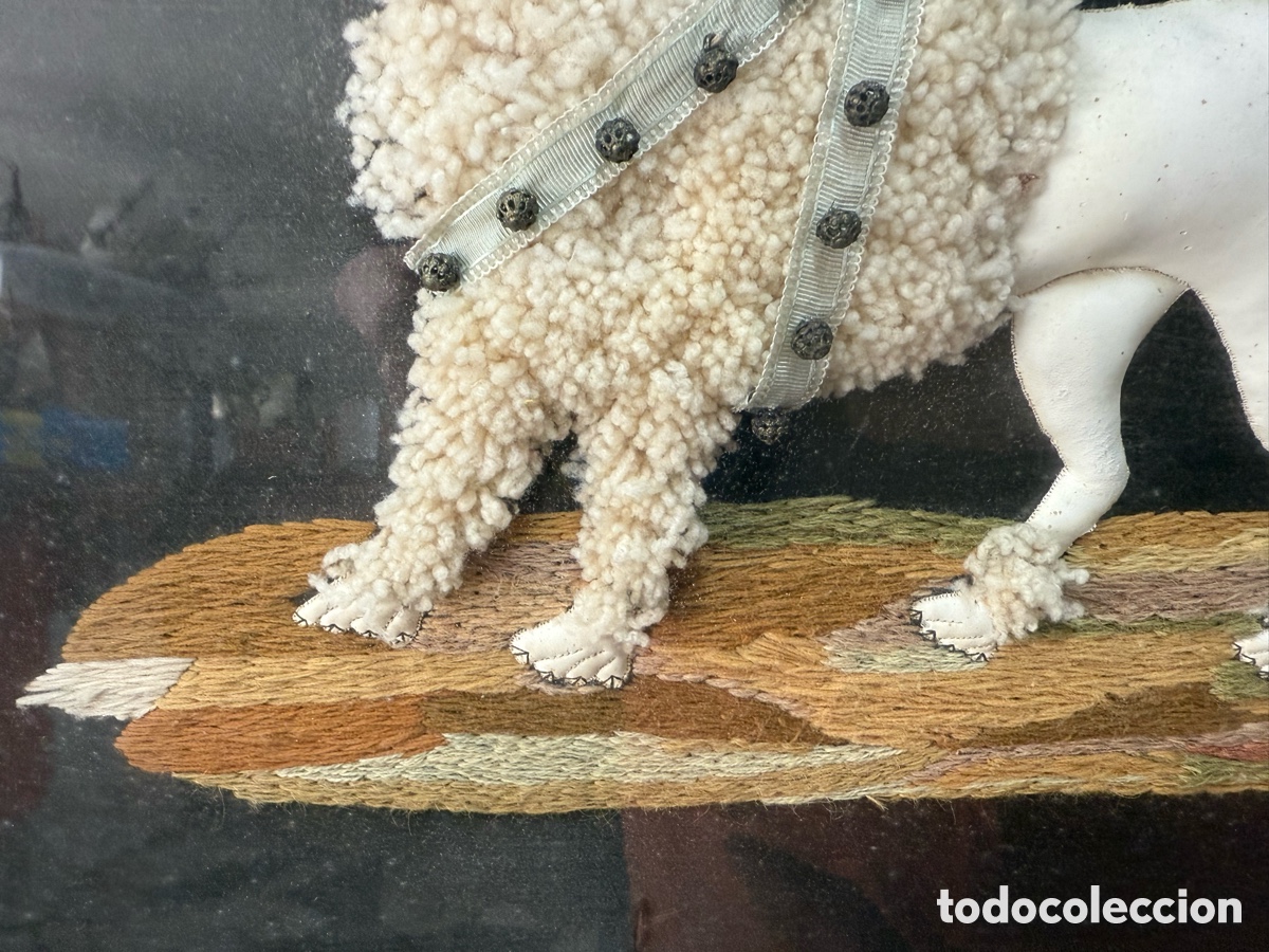 Antig&uuml;edades: Diorama 3 dimensiones con perro bordado. 58x46 cms. - Foto 5
