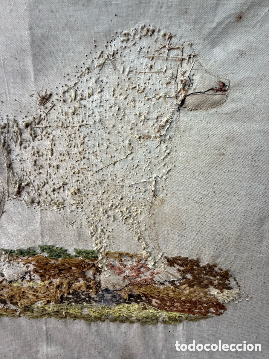 Antig&uuml;edades: Diorama 3 dimensiones con perro bordado. 58x46 cms. - Foto 10