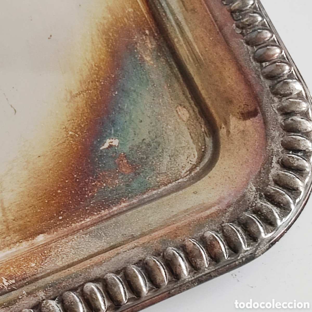Antig&uuml;edades: Bandeja de metal plateado - Foto 3